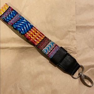 New Hiptipico Woven/Black Leather Wristlet Strap